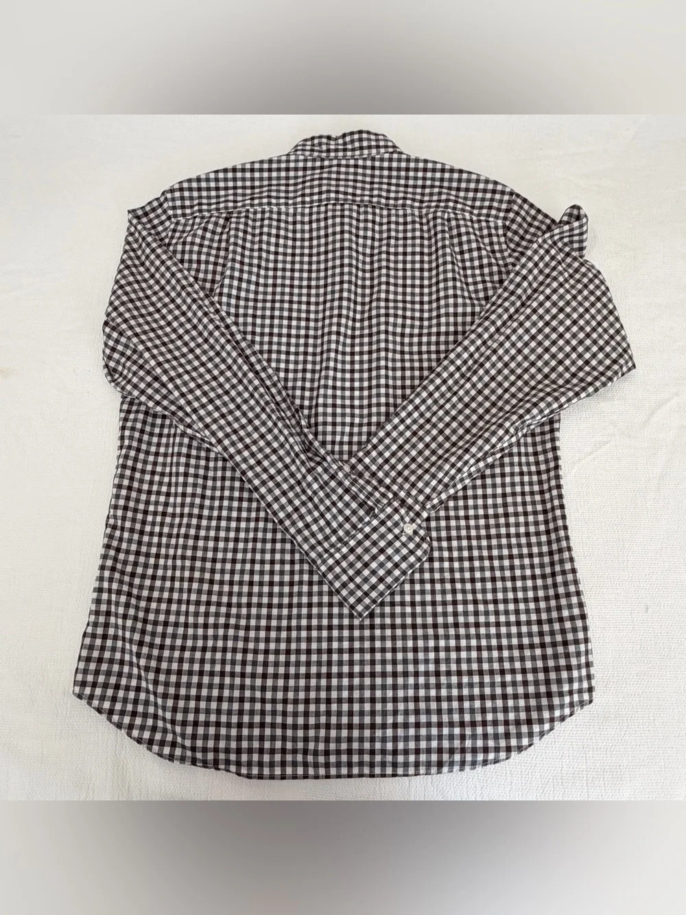 J. Crew Brown and White Gingham Button-Down Shirt